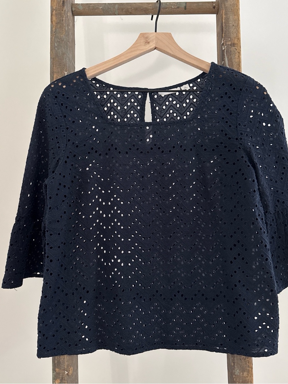Halogen Navy Eyelet Tunic Top